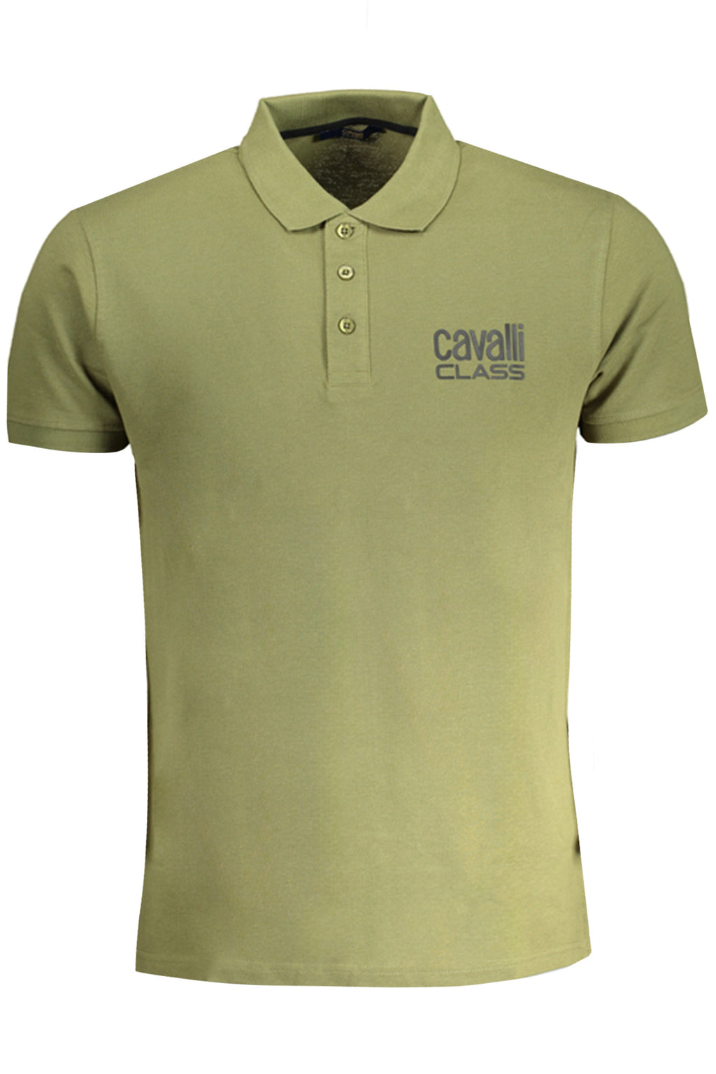 CAVALLI CLASS MEN'S GREEN SHORT SLEEVED POLO SHIRT