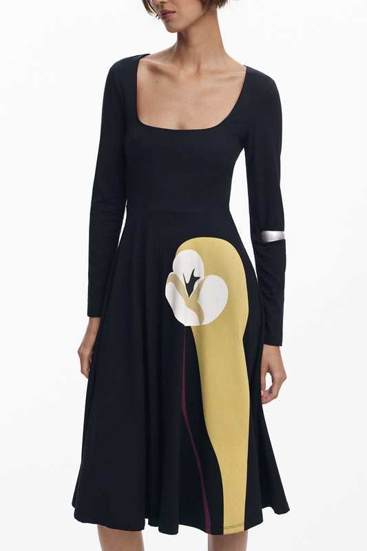 DESIGUAL WOMEN'S LONG BLACK DRESS