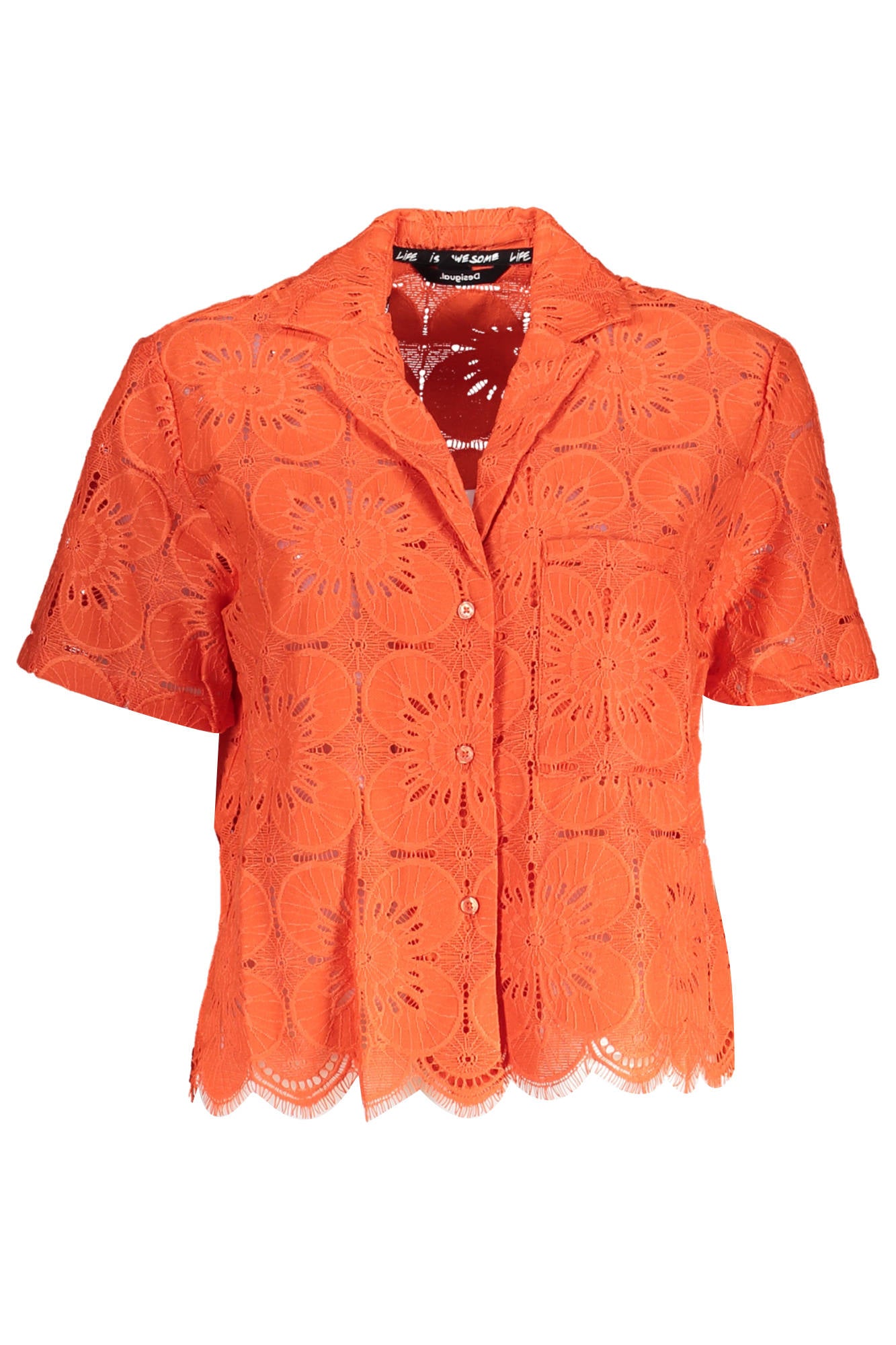 DESIGUAL ORANGE WOMEN'S SHORT SLEEVED SHIRT
