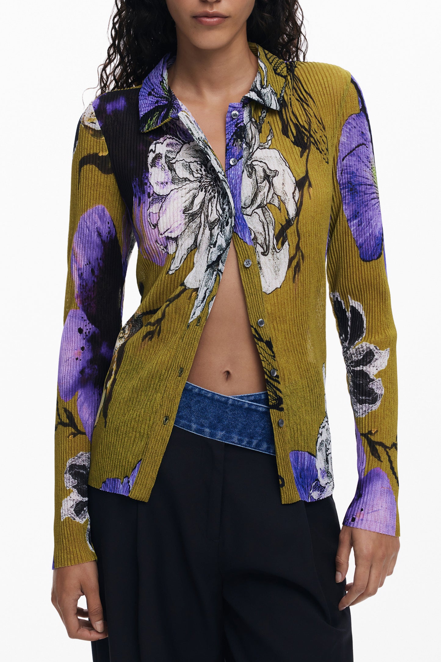 DESIGUAL WOMEN'S LONG-SLEEVED SHIRT, GREEN