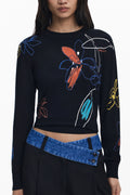 DESIGUAL WOMEN'S BLACK SWEATER