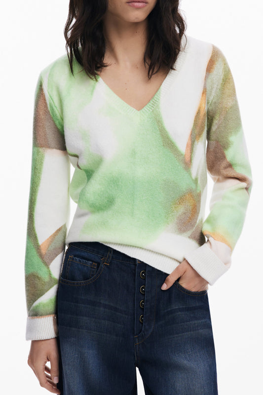 DESIGUAL WOMEN'S GREEN SWEATER