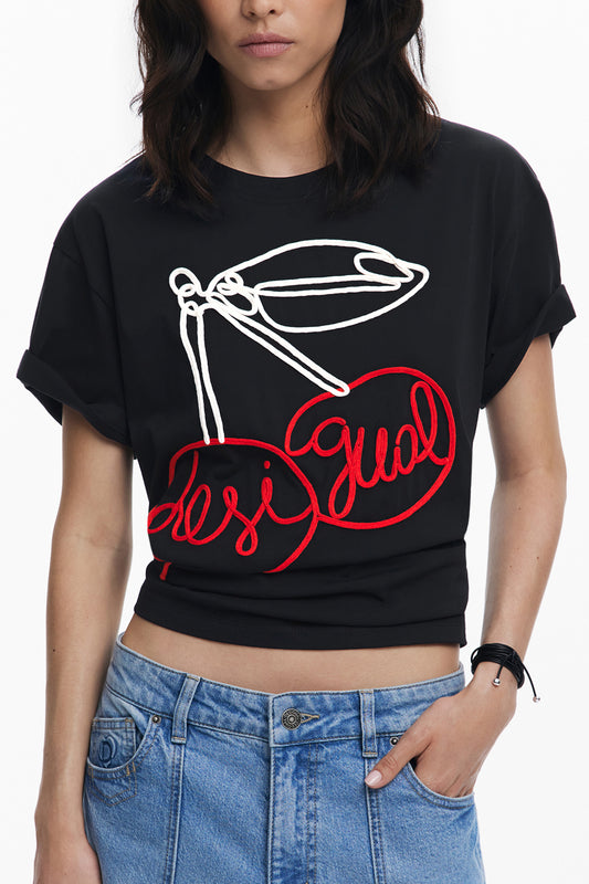 DESIGUAL WOMEN'S SHORT-SLEEVE T-SHIRT BLACK