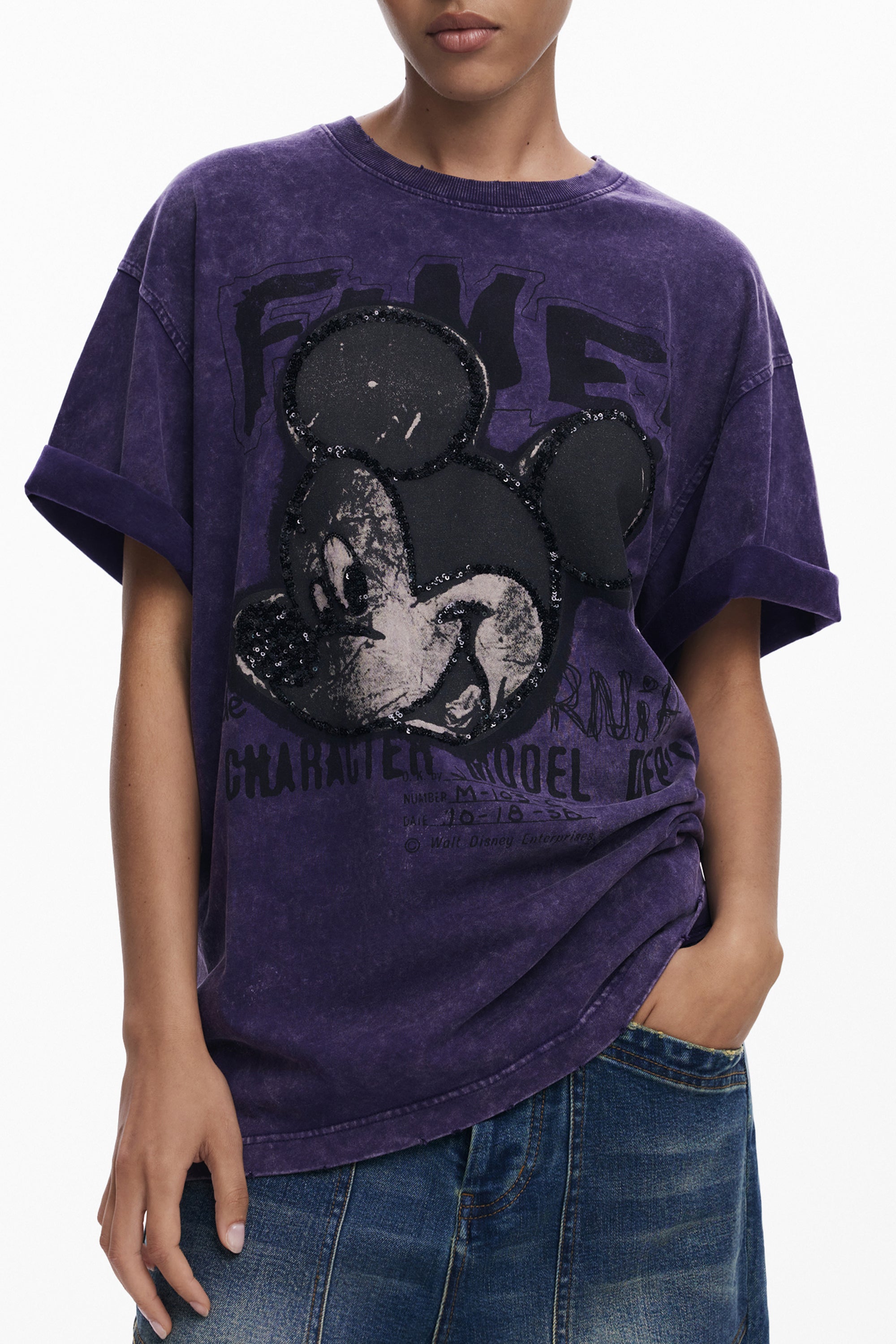 DESIGUAL WOMEN'S SHORT-SLEEVE T-SHIRT PURPLE