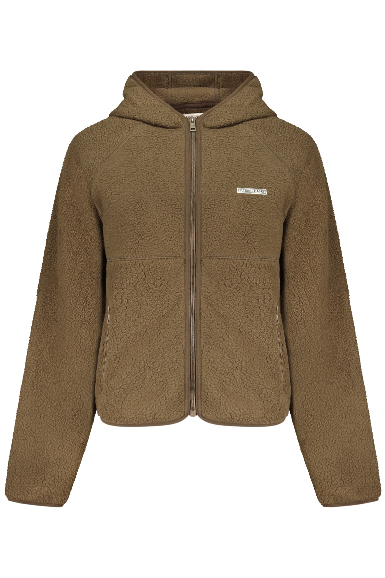 GUESS JEANS WOMEN'S BROWN ZIP-UP SWEATSHIRT