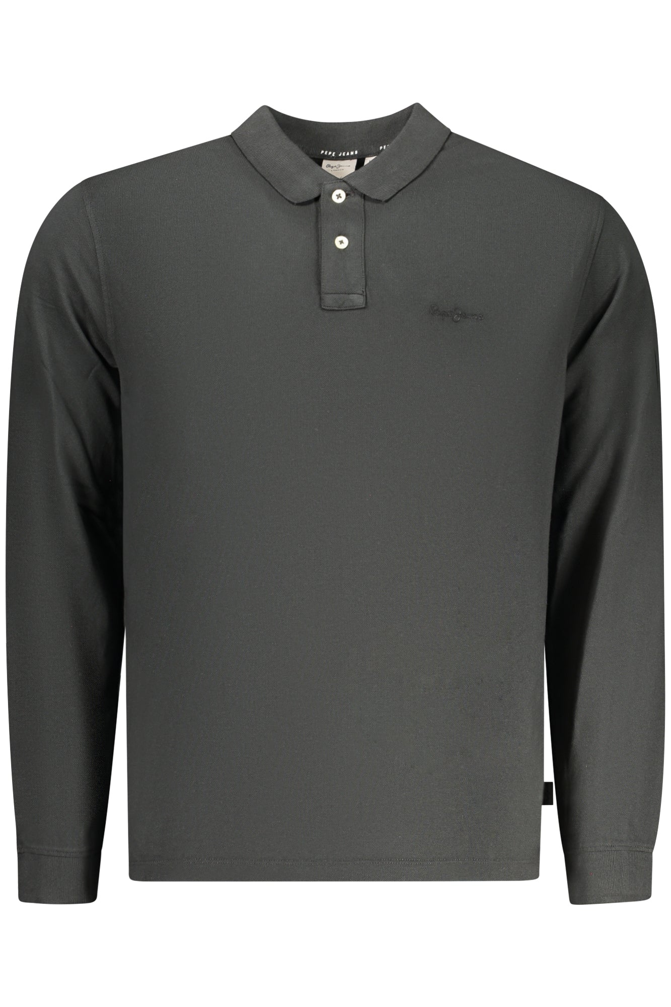 PEPE JEANS MEN'S LONG-SLEEVED POLO SHIRT, BLACK
