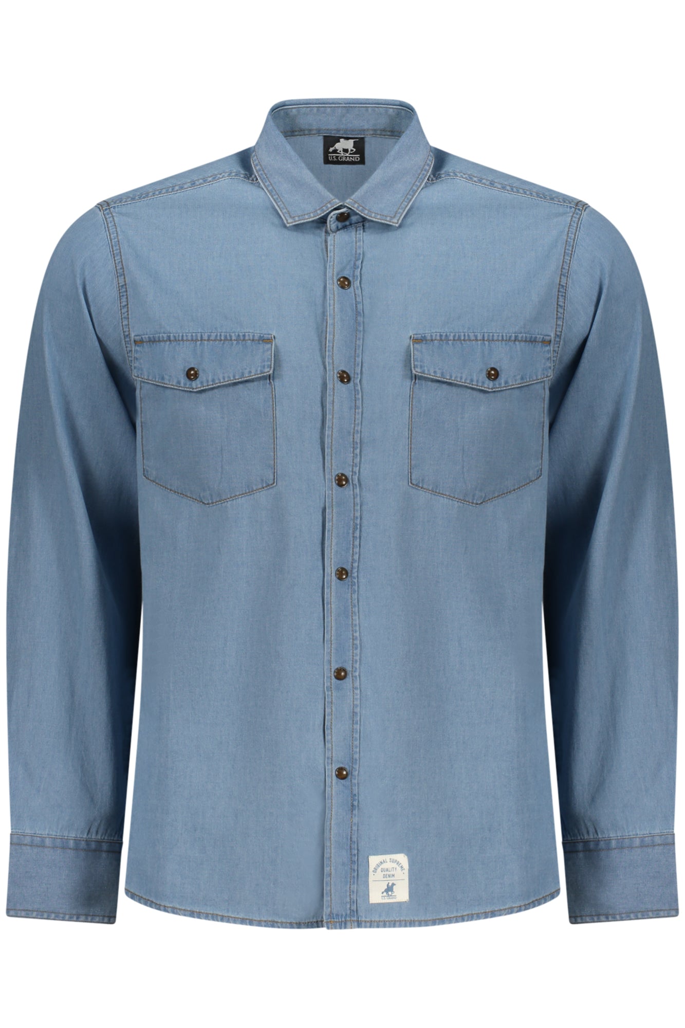 US GRAND MEN'S LONG-SLEEVED SHIRT, BLUE
